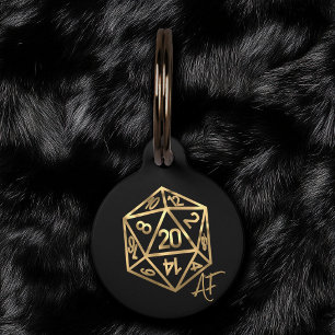 RPG Crit AF   Gold Fantasy Tabletop PnP Gamer Dice Pet Tag