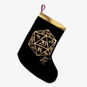 RPG Crit AF Gold Fantasy Tabletop PnP Gamer Dice Small Christmas Stocking