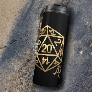 RPG Crit AF Gold Retro Tabletop Roleplayer Dice Thermal Tumbler