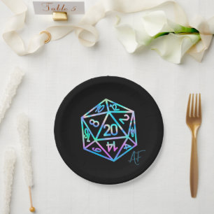 RPG Crit AF   Holo Retro PnP Tabletop Gamer Dice Paper Plate