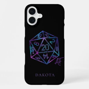 RPG Crit AF Nebula Fantasy Tabletop Gamer Dice iPhone 16 Plus Case