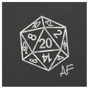 RPG Crit AF   Silver Fantasy Tabletop Gamer Dice Fabric