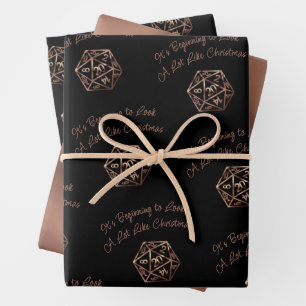 RPG Critmas   Copper Tabletop PnP Roleplayer Dice Wrapping Paper Sheet