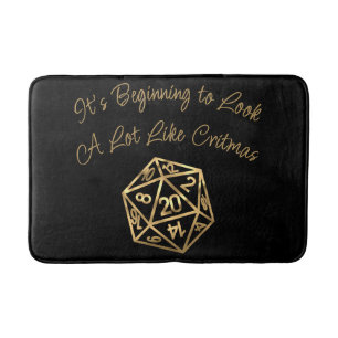 RPG Critmas   Gold Fantasy Tabletop Gamer Dice Bath Mat