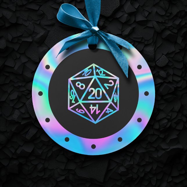 RPG Critmas | Holo Retro Tabletop Roleplayer Dice Ornament (Creator Uploaded)
