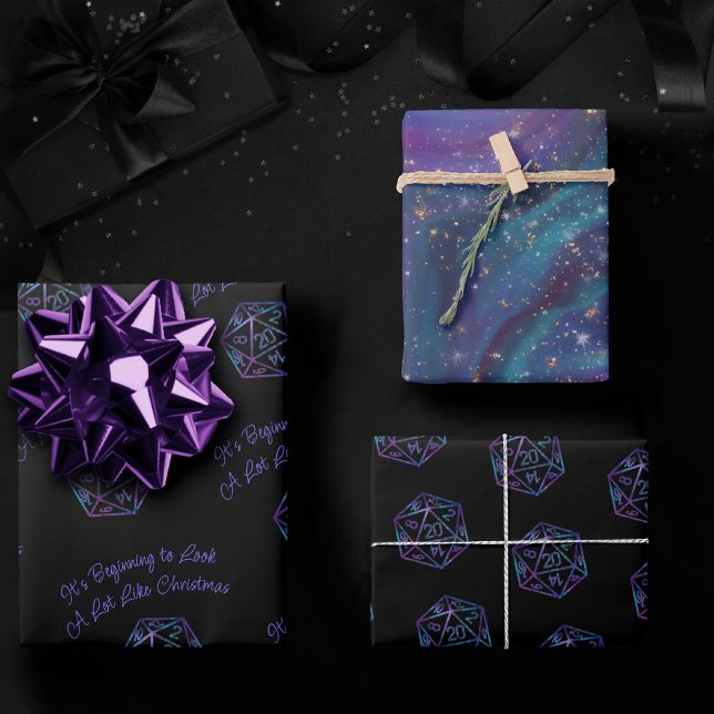 RPG Critmas | Nebula Tabletop PnP Role Player Dice Wrapping Paper Sheet (Creator Uploaded)
