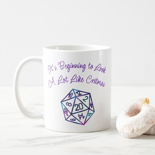 RPG Critmas | Nebula Tabletop PnP Roleplayer Dice Coffee Mug (With Donut)