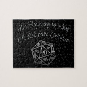 RPG Critmas Old School Tabletop Roleplayer Dice Jigsaw Puzzle