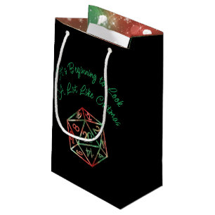 RPG Critmas Red and Green Christmas Holiday Dice Small Gift Bag