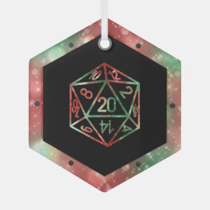 RPG Critmas   Red and Green Tabletop Roleplayer Glass Tree Decoration