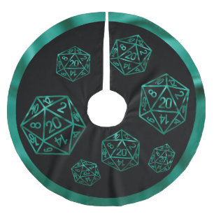 RPG Critmas   Teal Green Tabletop Retro Gamer Dice Brushed Polyester Tree Skirt