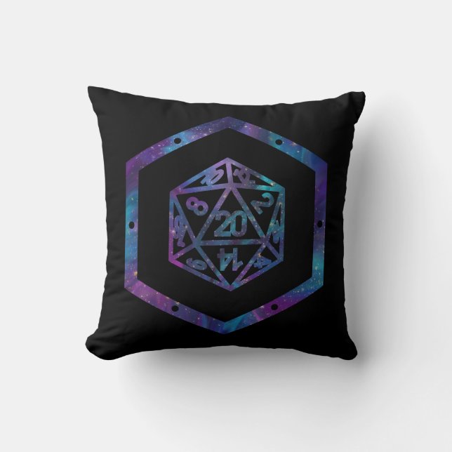 RPG Dice | Blue Old School Tabletop Role Player Cushion (Front)