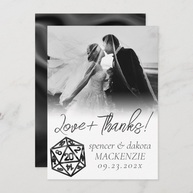RPG Dice | Classic Fantasy Tabletop Gamer Photo Thank You Card (Front/Back)
