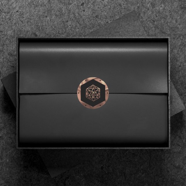 RPG Dice | Copper Fantasy Retro Tabletop PnP Gamer Classic Round Sticker (Creator Uploaded)