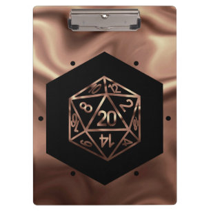 RPG Dice   Copper Fantasy Retro Tabletop PnP Gamer Clipboard