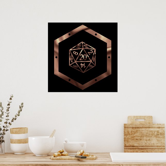 RPG Dice | Copper Fantasy Retro Tabletop PnP Gamer Poster (Kitchen)