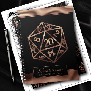 RPG Dice Copper Fantasy Tabletop Gamer Character Notebook