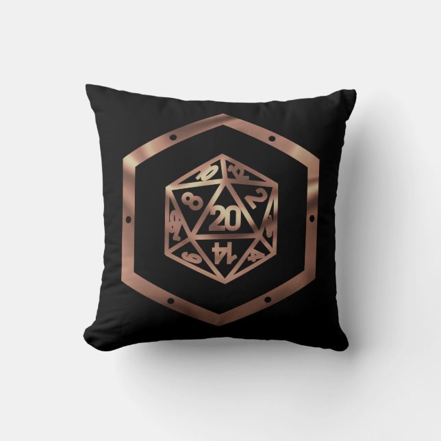 RPG Dice | Copper Old School Tabletop Role Player Cushion (Front)