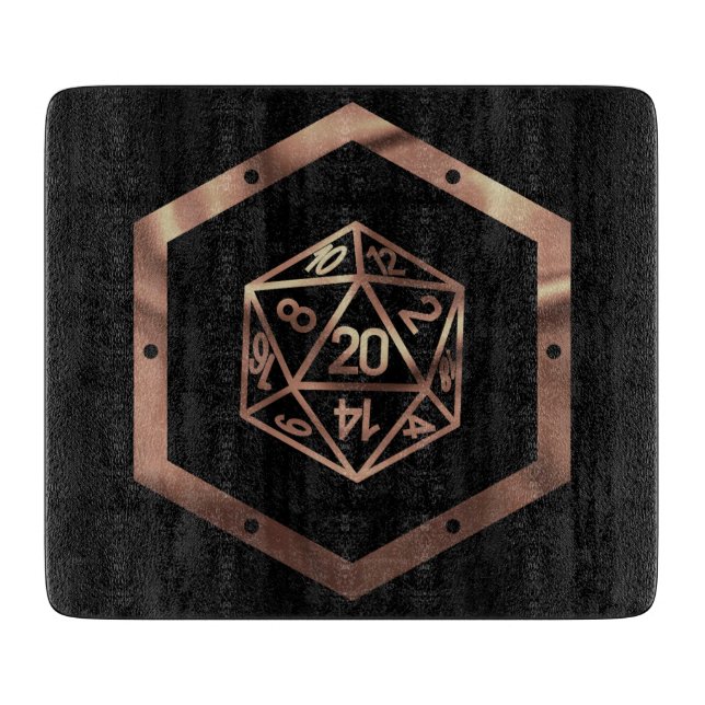 RPG Dice | Copper Old School Tabletop Role Player Cutting Board (Front)