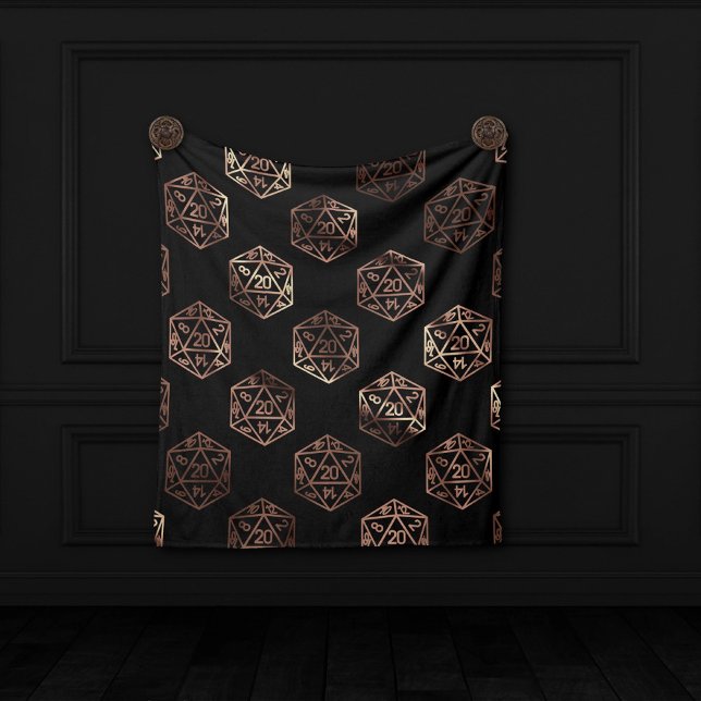 RPG Dice | Copper Old School Tabletop Roleplayer Fleece Blanket (Creator Uploaded)