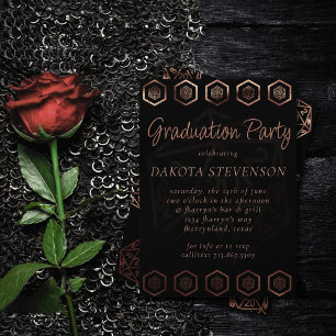 RPG Dice   Copper Tabletop Role Player Graduation Invitation