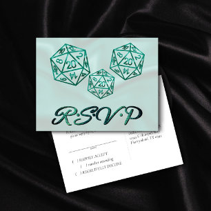 RPG Dice   Emerald Fantasy Tabletop Gamer RSVP Invitation Postcard