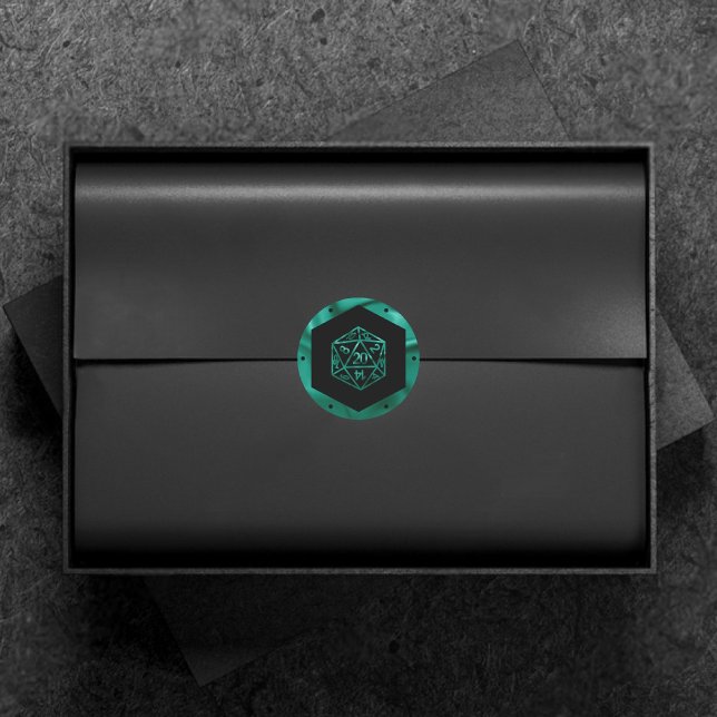 RPG Dice | Emerald Fantasy Tabletop Retro Gamer Classic Round Sticker (Creator Uploaded)