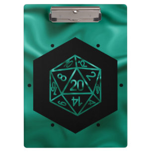 RPG Dice   Emerald Fantasy Tabletop Retro Gamer Clipboard