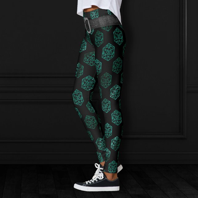 RPG Dice | Emerald Fantasy Tabletop Retro Gamer Leggings (Creator Uploaded)