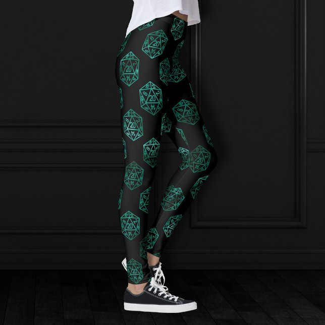RPG Dice | Emerald Fantasy Tabletop Retro Gamer Leggings (Creator Uploaded)