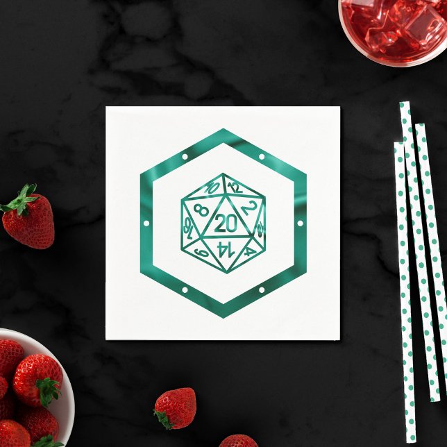 RPG Dice | Emerald Fantasy Tabletop Retro Gamer Napkin (Creator Uploaded)