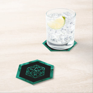 RPG Dice   Emerald Fantasy Tabletop Retro Gamer Paper Coaster