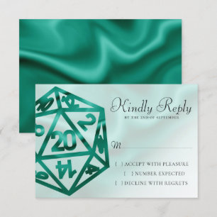 RPG Dice Emerald Fantasy Tabletop Retro Gamer RSVP Card