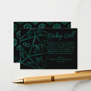 RPG Dice Emerald Tabletop Gamer Wishing Well Enclosure Card