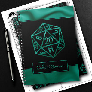 RPG Dice   Emerald Tabletop PnP Gamer Character Notebook