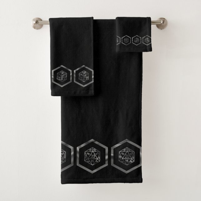 RPG Dice | Fantasy Old School Tabletop Retro Gamer Bath Towel Set (Insitu)