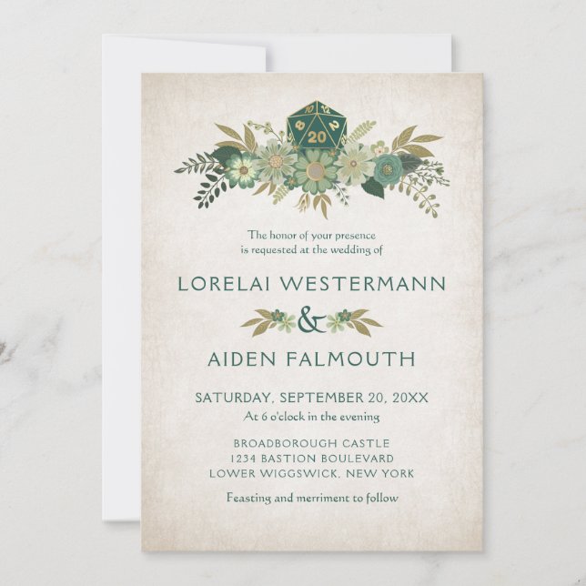 RPG Dice Gamer Wedding Invitation (Front)