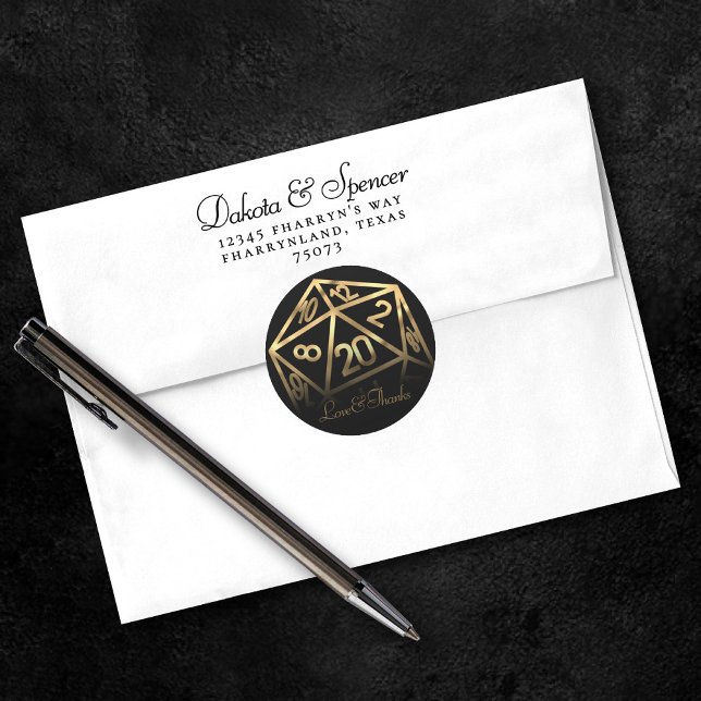 RPG Dice | Gold Fantasy Tabletop PnP Gamer Custom Classic Round Sticker (Creator Uploaded)