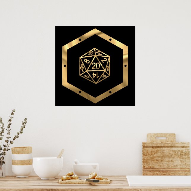 RPG Dice | Gold Old School Tabletop PnP Roleplayer Poster (Kitchen)