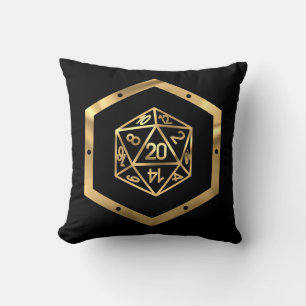 RPG Dice   Gold Old School Tabletop Role Player Cushion
