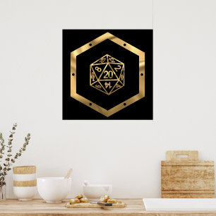 RPG Dice   Gold Old School Tabletop Role Player Poster