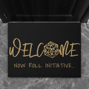 RPG Dice   Gold Tabletop PnP Gamer Roll Initiative Doormat