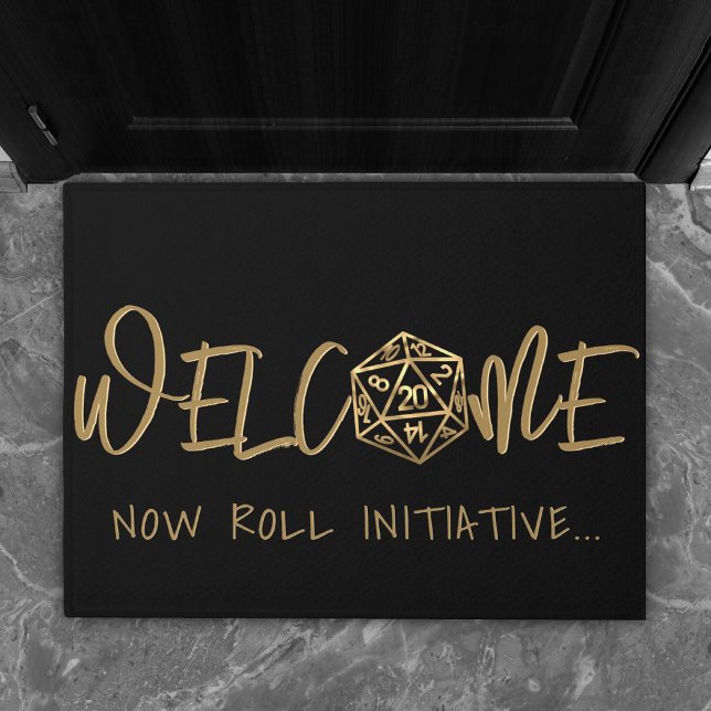 RPG Dice | Gold Tabletop PnP Gamer Roll Initiative Doormat (Creator Uploaded)
