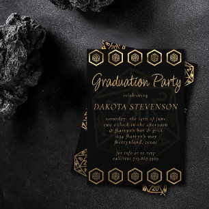 RPG Dice   Gold Tabletop Role Player Graduation Invitation