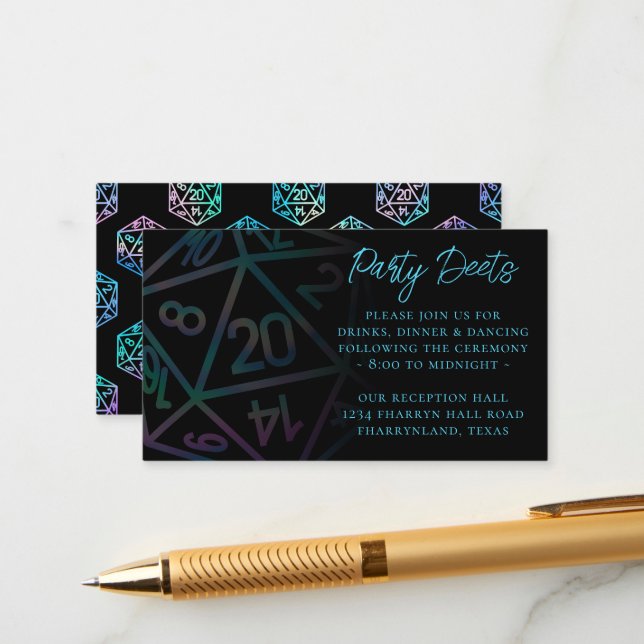 RPG Dice | Holo Fantasy Tabletop Gamer Reception Enclosure Card (Front/Back In Situ)