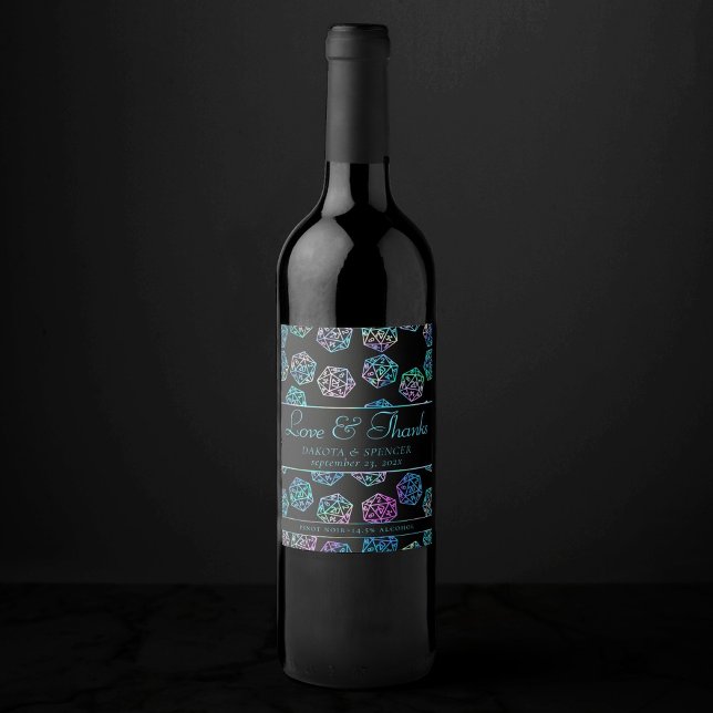 RPG Dice | Holo Fantasy Tabletop PnP Gamer Custom Wine Label (Creator Uploaded)