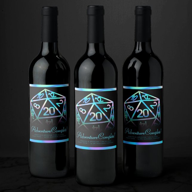 RPG Dice | Holo Fantasy Tabletop PnP Gamer Custom Wine Label (Creator Uploaded)