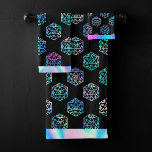 RPG Dice   Holo Old School Fantasy Tabletop Gamer Bath Towel Set