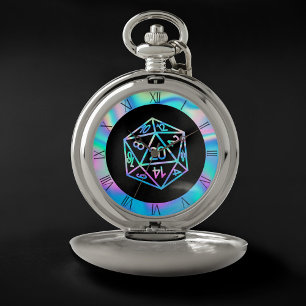 RPG Dice   Holo Old School Fantasy Tabletop Gamer Pocket Watch