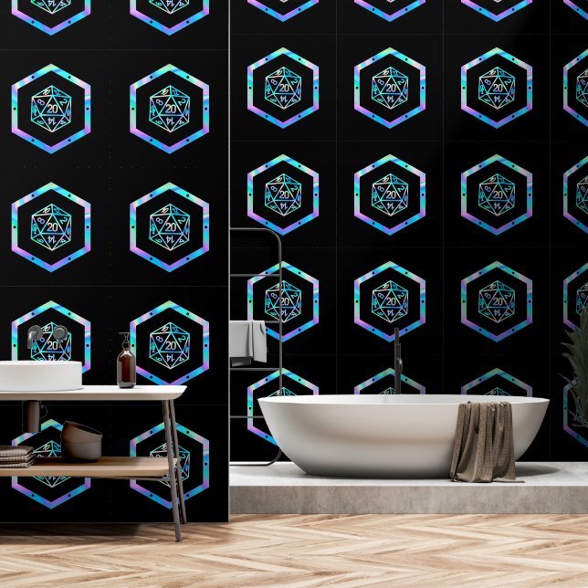 RPG Dice | Holo Old School Fantasy Tabletop Gamer Wallpaper (Bathroom)